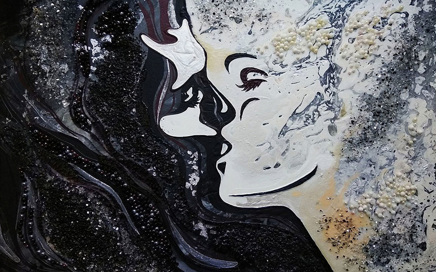 Painting of a woman's face Painting of a woman's face