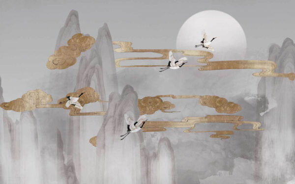 Pintura de pássaros a voar no céu Pintura de pássaros a voar no céu