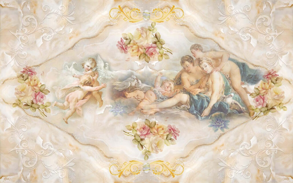 Pintura de anjos e flores Pintura de anjos e flores