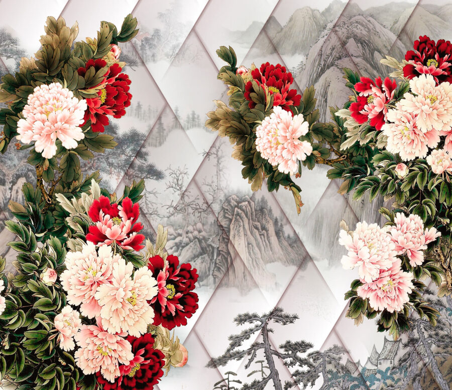 Papel de parede Grupo de flores sobre um fundo branco - Image 2