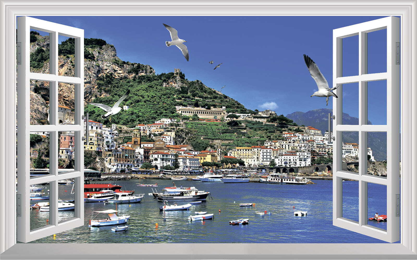 Janela com vista para uma cidade e barcos u16498p - Janela com vista para uma cidade e barcos - tegory