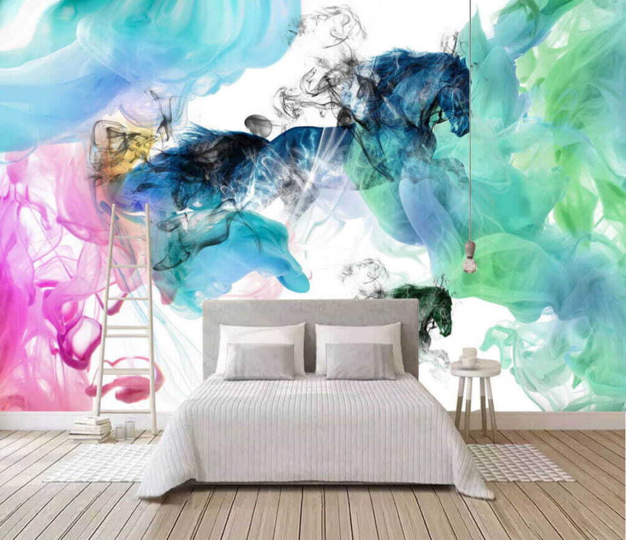 Papel de parede Cavalo em diferentes cores de fumo - Image 2
