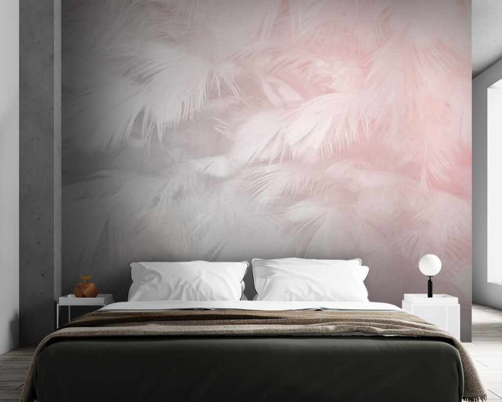 Delicate feathers in soft pastel tones