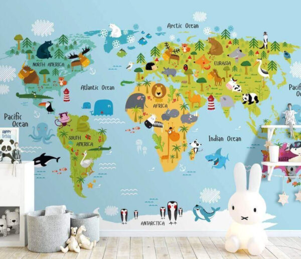 Mapa do mundo com animais Mapa do mundo com animais