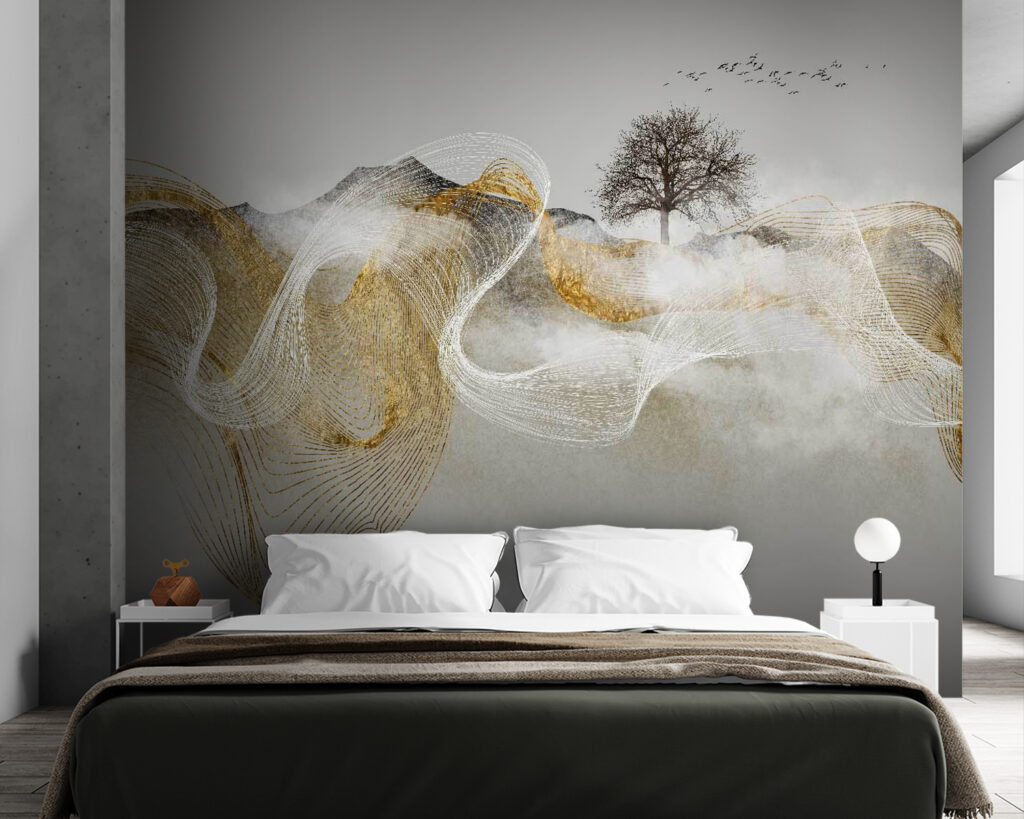 Painting of a tree and clouds Painting of a tree and clouds