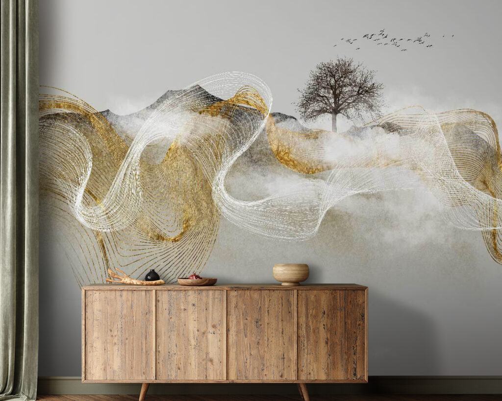 Painting of a tree and clouds Painting of a tree and clouds