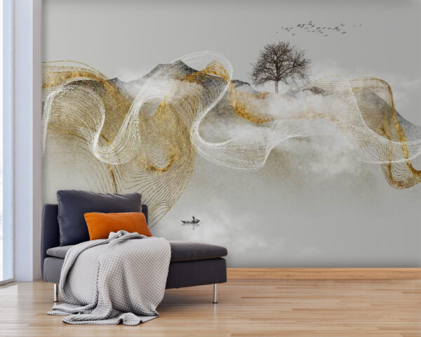 Pintura de uma árvore e nuvens Pintura de uma árvore e nuvens