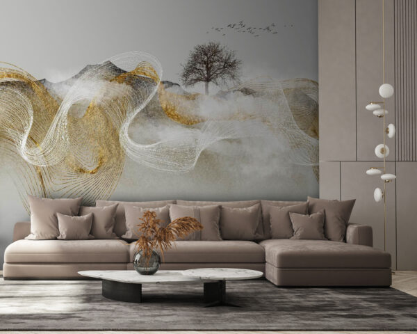 Pintura de uma árvore e nuvens Pintura de uma árvore e nuvens