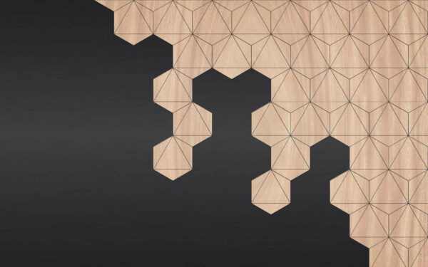 Madeira e fundo preto com hexágonos Madeira e fundo preto com hexágonos