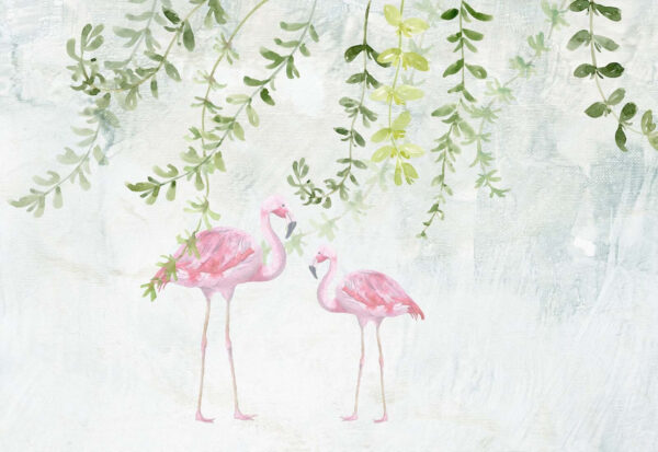 Dois flamingos cor-de-rosa com folhas verdes u19802p 600x413 - Dois flamingos cor-de-rosa com folhas verdes - tegory