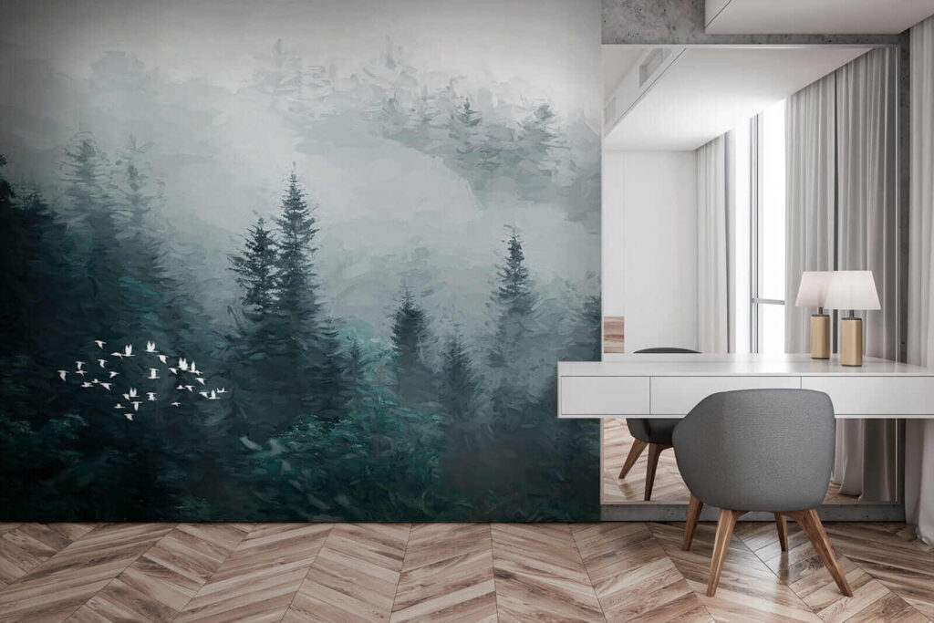 Floresta enevoada com pássaros a voar u23921pib3 1024x683 - Floresta enevoada com pássaros a voar - tegory