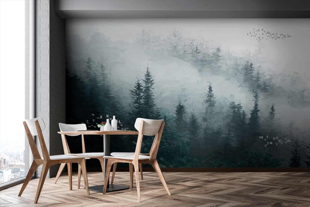 Floresta enevoada com pássaros a voar u23921pik2 1024x683 - Floresta enevoada com pássaros a voar - tegory