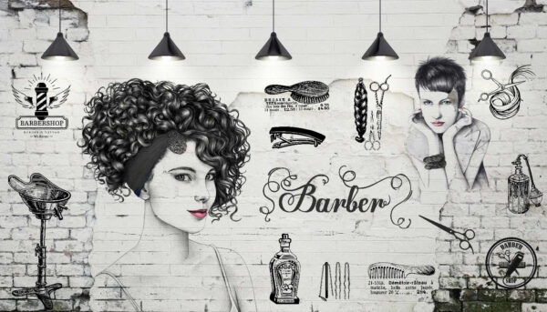 Parede com um desenho de uma mulher e um homem Parede com um desenho de uma mulher e um homem
