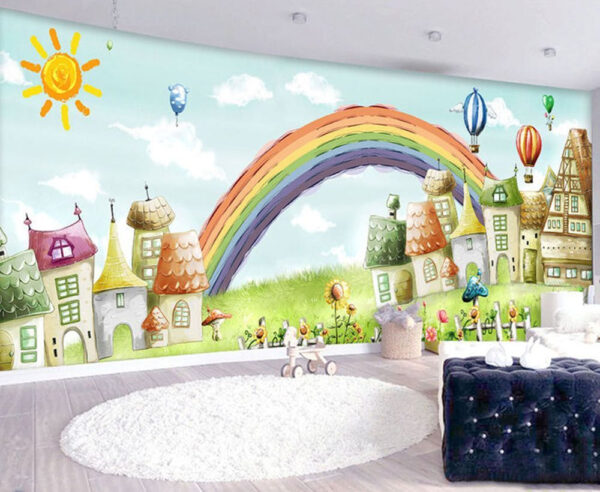 Papel de parede Papel de parede Arco-íris sobre uma casa (REF: u26545)