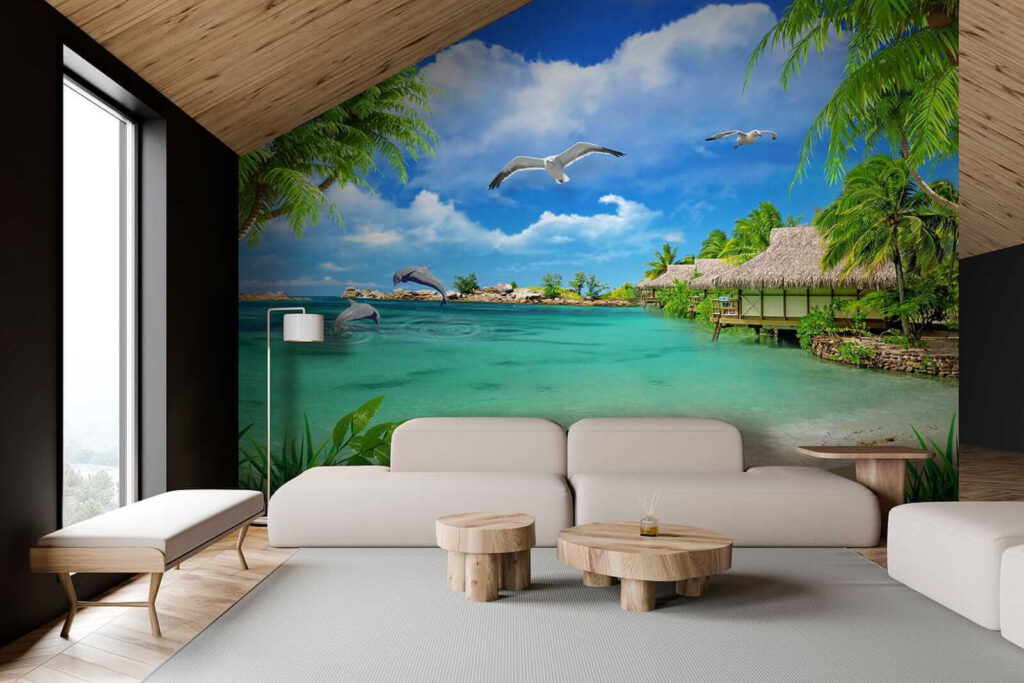 Praia com uma cabana e um casal de pássaros u26969pig2 1024x683 - Praia com uma cabana e um casal de pássaros