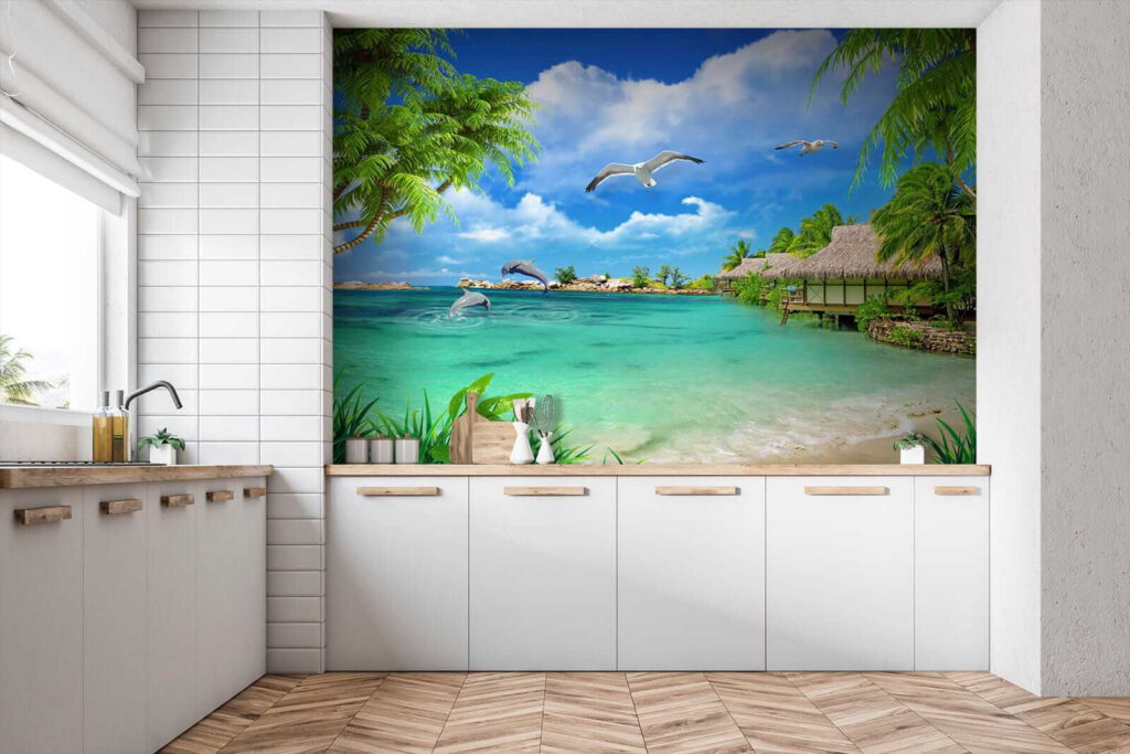 Praia com uma cabana e um casal de pássaros u26969pik1 1024x683 - Praia com uma cabana e um casal de pássaros