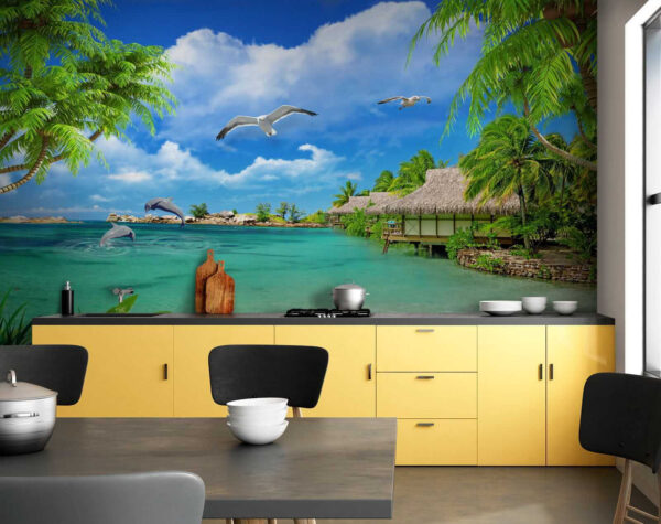 Praia com uma cabana e um casal de pássaros u26969pik2 600x475 - Praia com uma cabana e um casal de pássaros