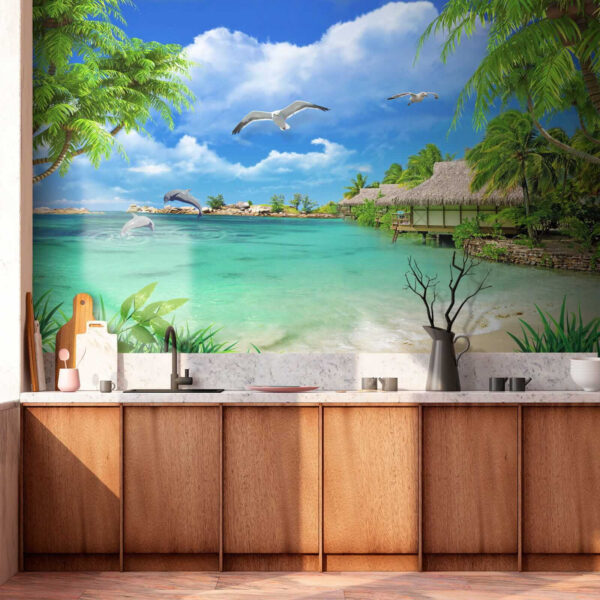 Praia com uma cabana e um casal de pássaros u26969pik3 600x600 - Praia com uma cabana e um casal de pássaros