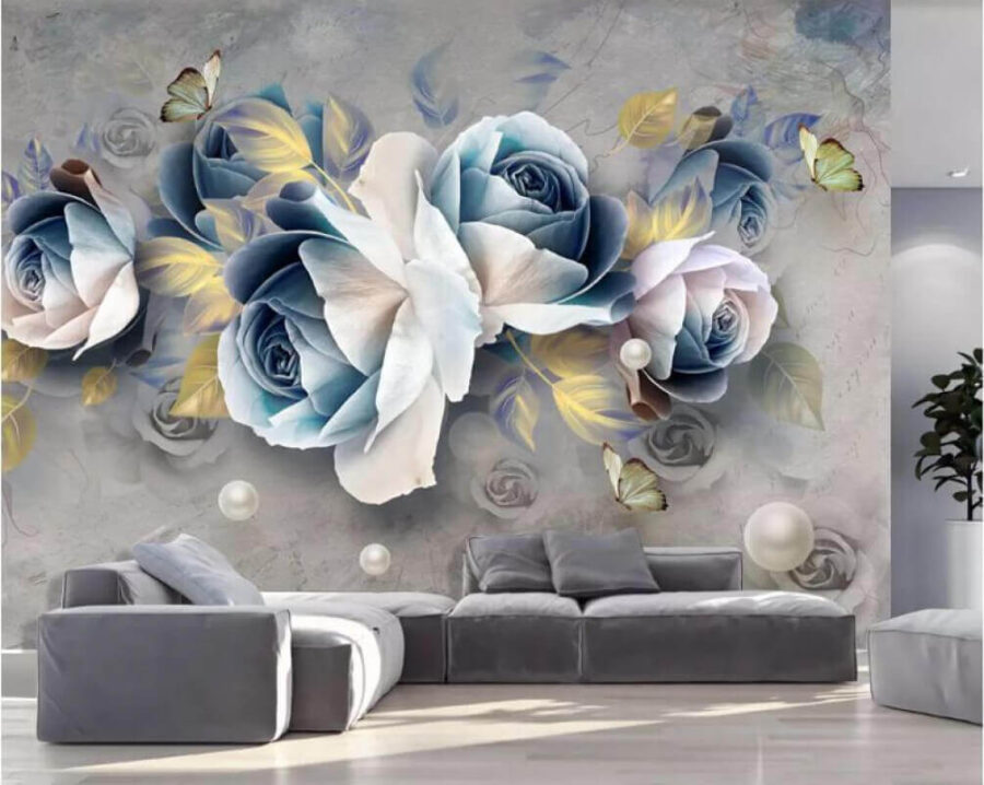 Papel de parede Flores delicadas com cores suaves