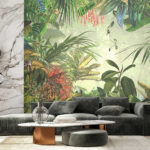 Papel de parede Pintura de uma floresta tropical