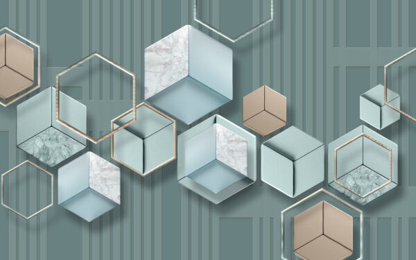 Papel de parede com hexágonos e formas geométricas Papel de parede com hexágonos e formas geométricas