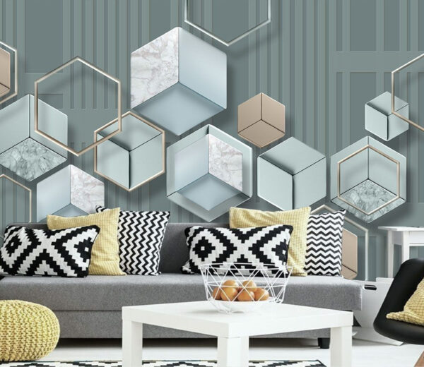Papel de parede com hexágonos e formas geométricas Papel de parede com hexágonos e formas geométricas