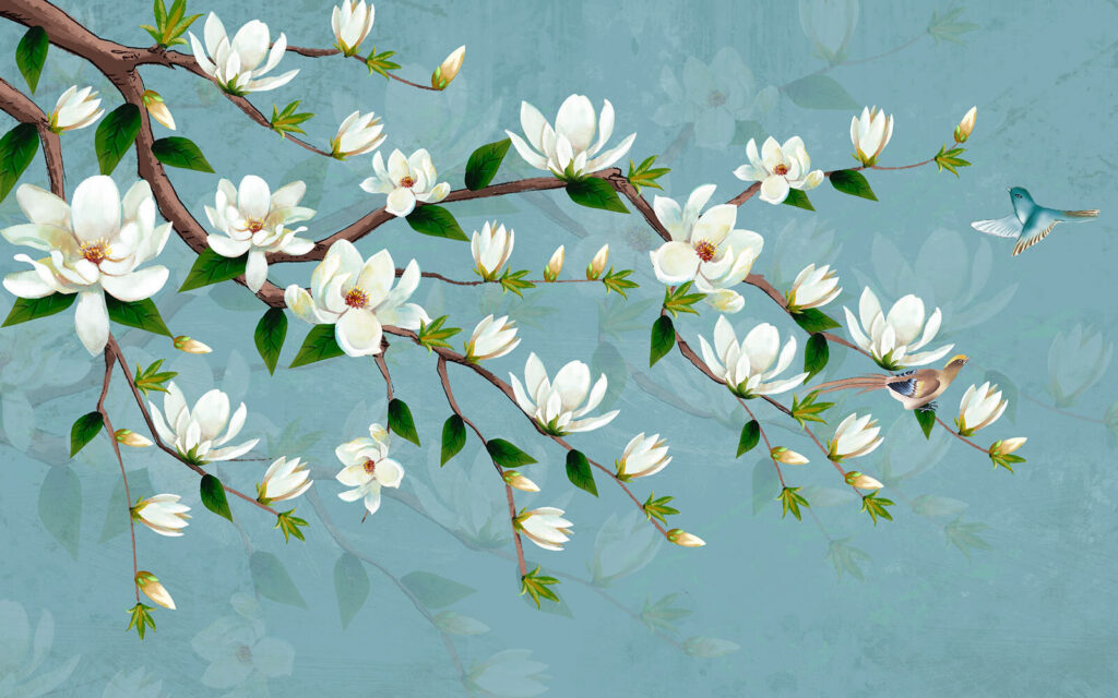 Flores brancas num ramo Flores brancas num ramo