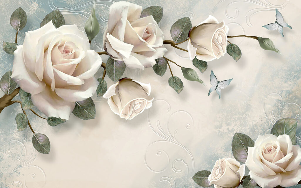 Delicate roses with soft butterflies Delicate roses with soft butterflies