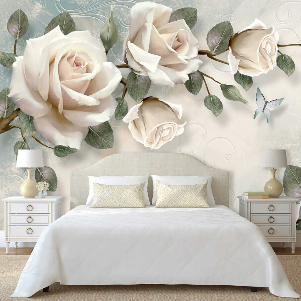 Delicate roses with soft butterflies Delicate roses with soft butterflies
