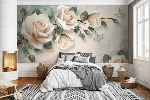 Delicate roses with soft butterflies Delicate roses with soft butterflies
