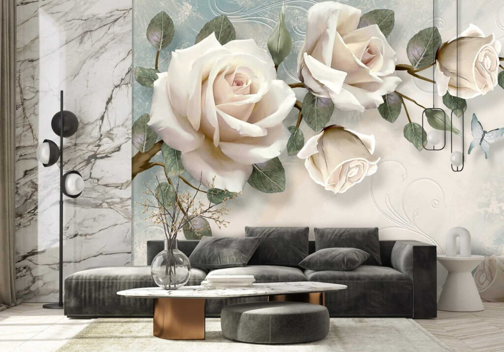 Delicate roses with soft butterflies Delicate roses with soft butterflies