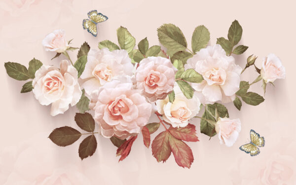 Rosas delicadas com borboletas suaves Rosas delicadas com borboletas suaves