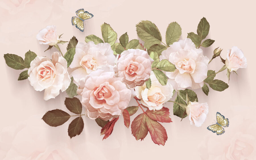 Rosas delicadas com borboletas suaves Rosas delicadas com borboletas suaves