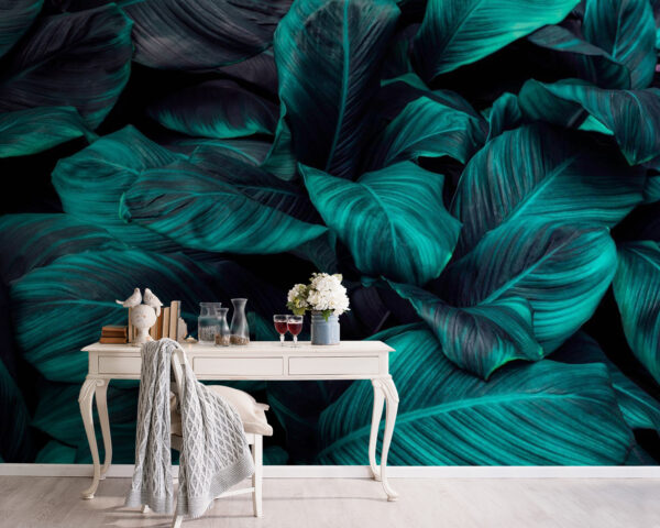 Folhagem tropical exuberante em tons vibrantes Folhagem tropical exuberante em tons vibrantes