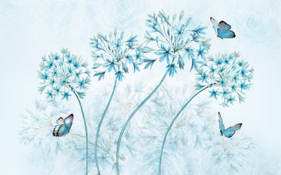 Pintura de flores e borboletas