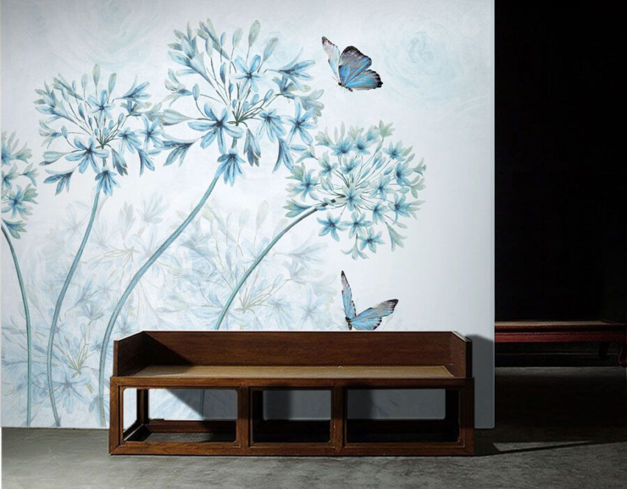 Pintura de flores e borboletas