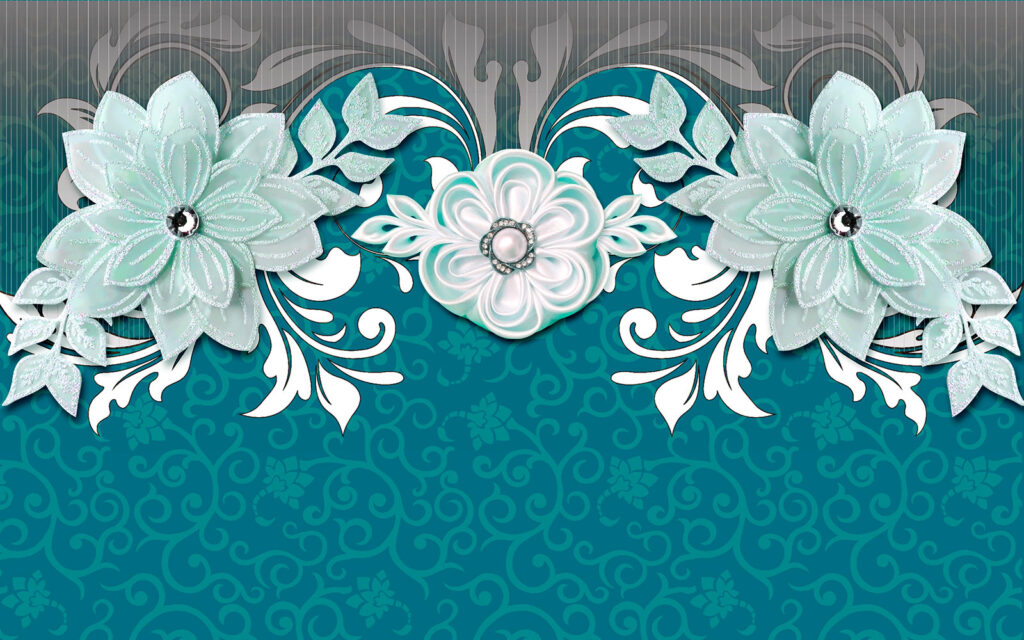 Desenho floral azul e branco Desenho floral azul e branco