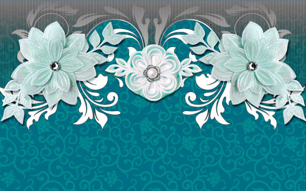 Desenho floral azul e branco Desenho floral azul e branco