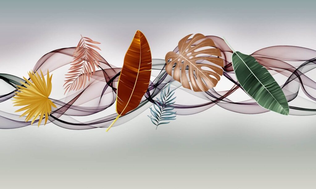 Grupo de folhas e ondas Grupo de folhas e ondas