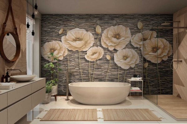 Papel de parede Grupo de flores num muro de tijolo (REF: u41855) Papel de parede Papel de parede Grupo de flores num muro de tijolo (REF: u41855)
