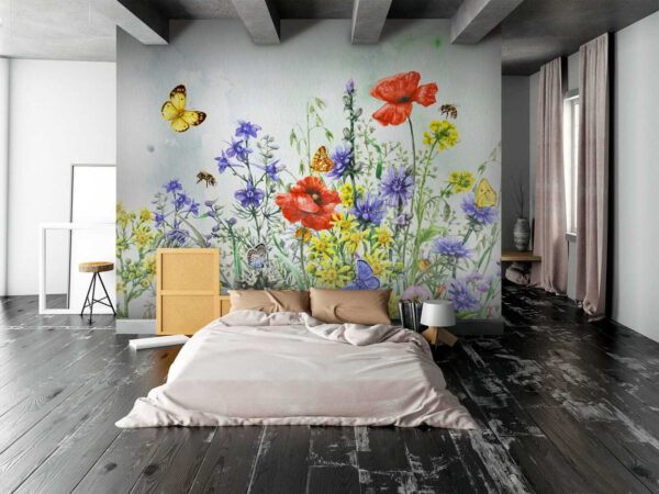 Pintura de flores e borboletas Pintura de flores e borboletas