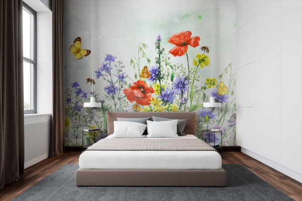 Pintura de flores e borboletas Pintura de flores e borboletas