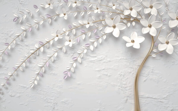 Arte de parede floral branca elegante Arte de parede floral branca elegante
