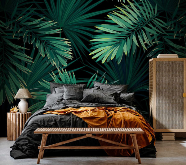 Folhas tropicais sobre um fundo escuro. Folhas tropicais sobre um fundo escuro.