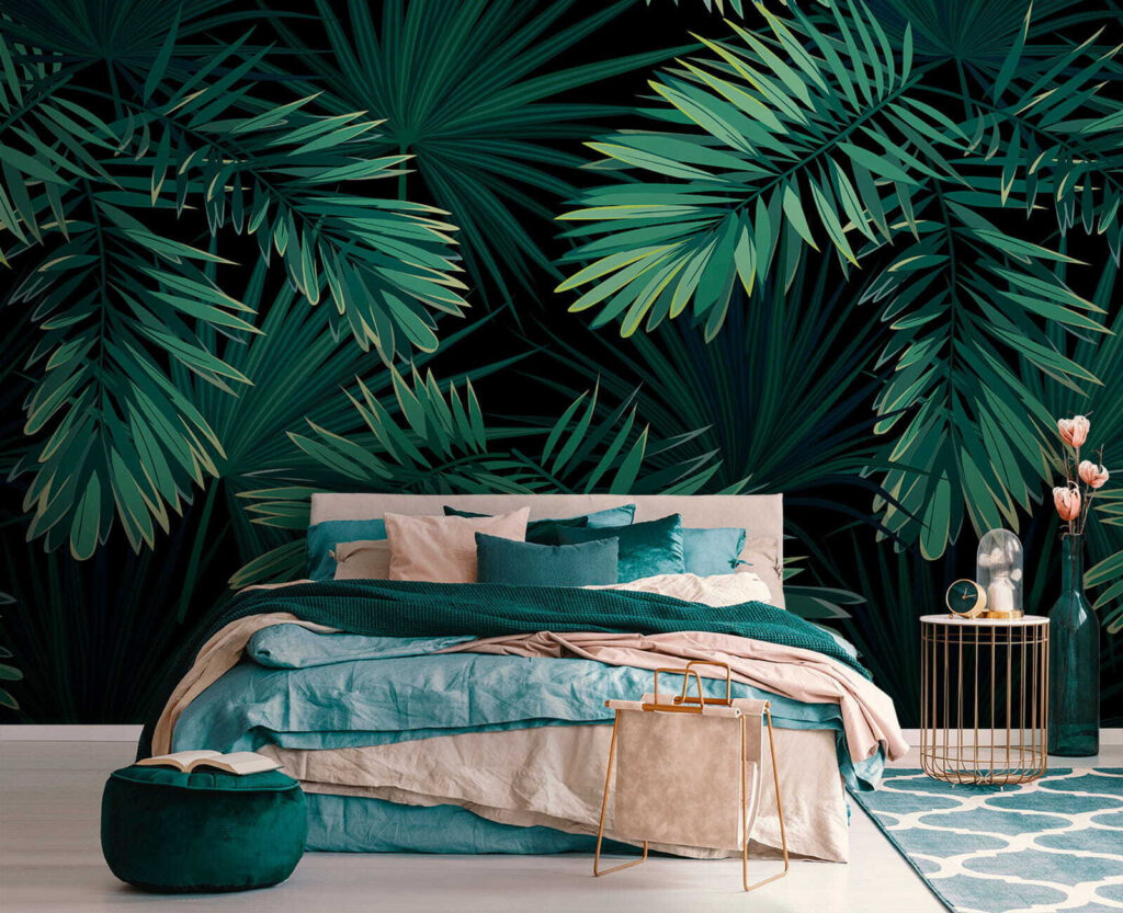 Tropical leaves on a dark background Tropical leaves on a dark background