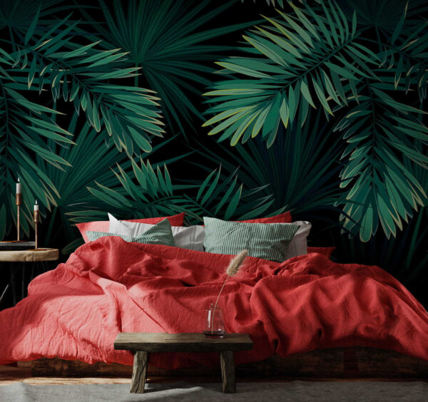 Folhas tropicais sobre um fundo escuro. Folhas tropicais sobre um fundo escuro.