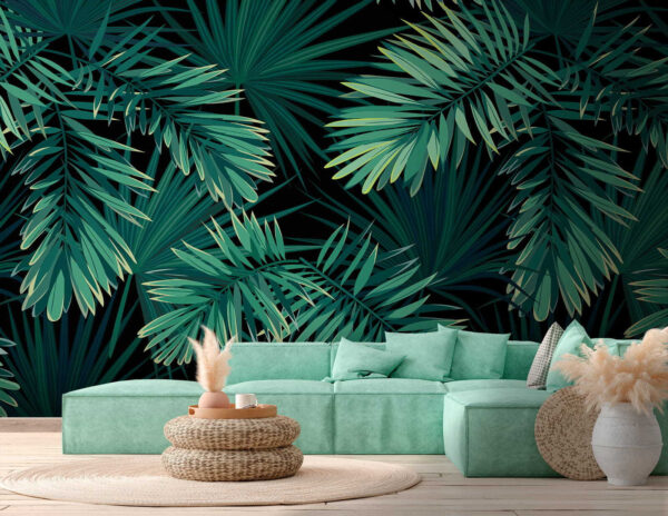 Folhas tropicais sobre um fundo escuro. Folhas tropicais sobre um fundo escuro.