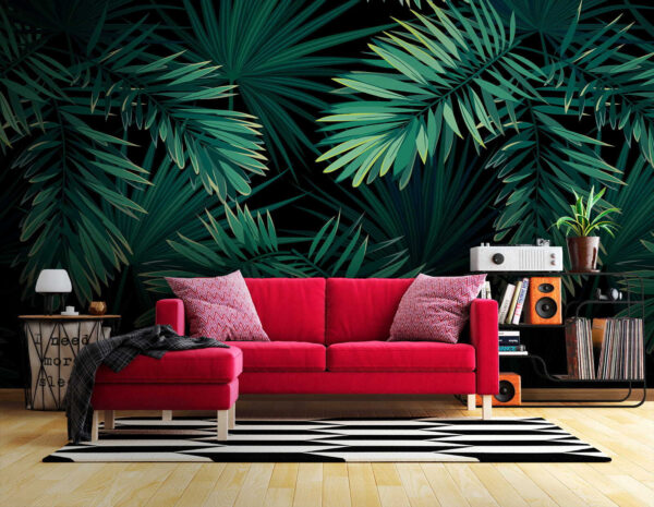 Folhas tropicais sobre um fundo escuro. Folhas tropicais sobre um fundo escuro.
