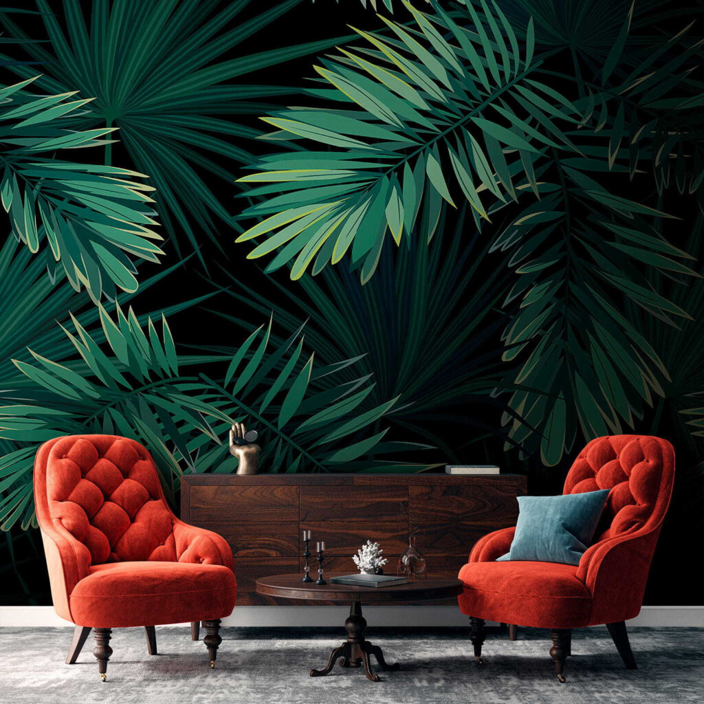 Tropical leaves on a dark background Tropical leaves on a dark background