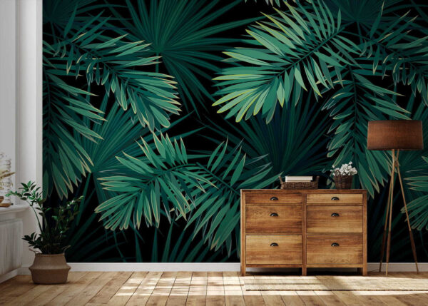 Folhas tropicais sobre um fundo escuro. Folhas tropicais sobre um fundo escuro.